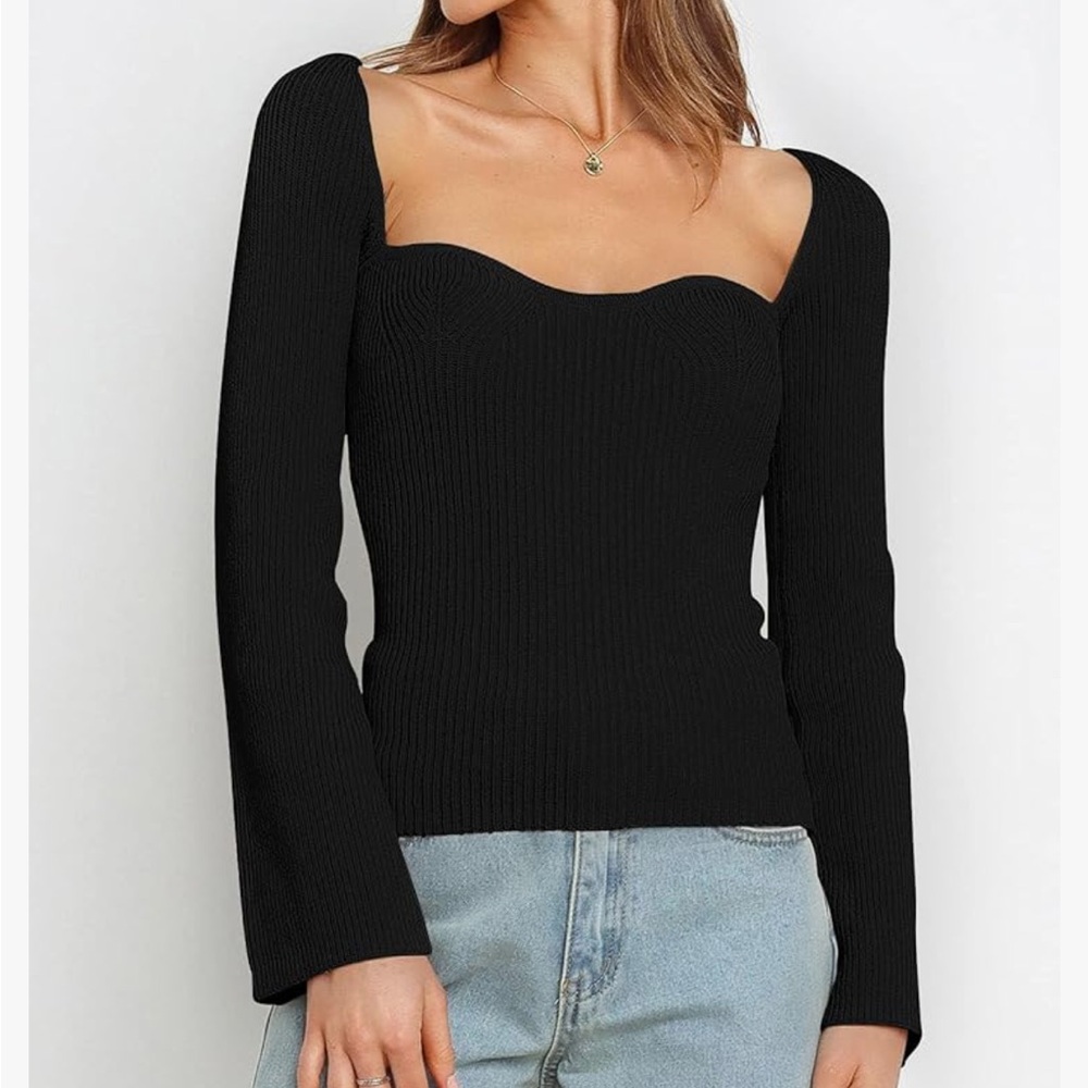 Black Ribbed Sweater - Picture 3 of 6